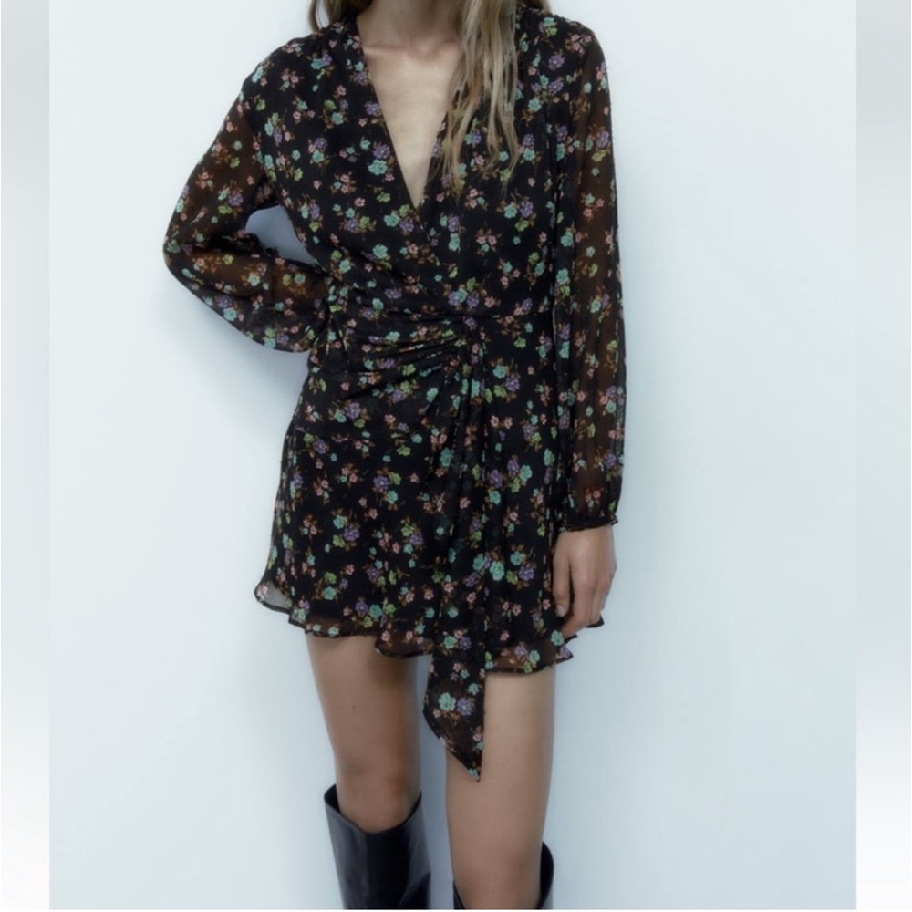 Zara Black printed Mini dress